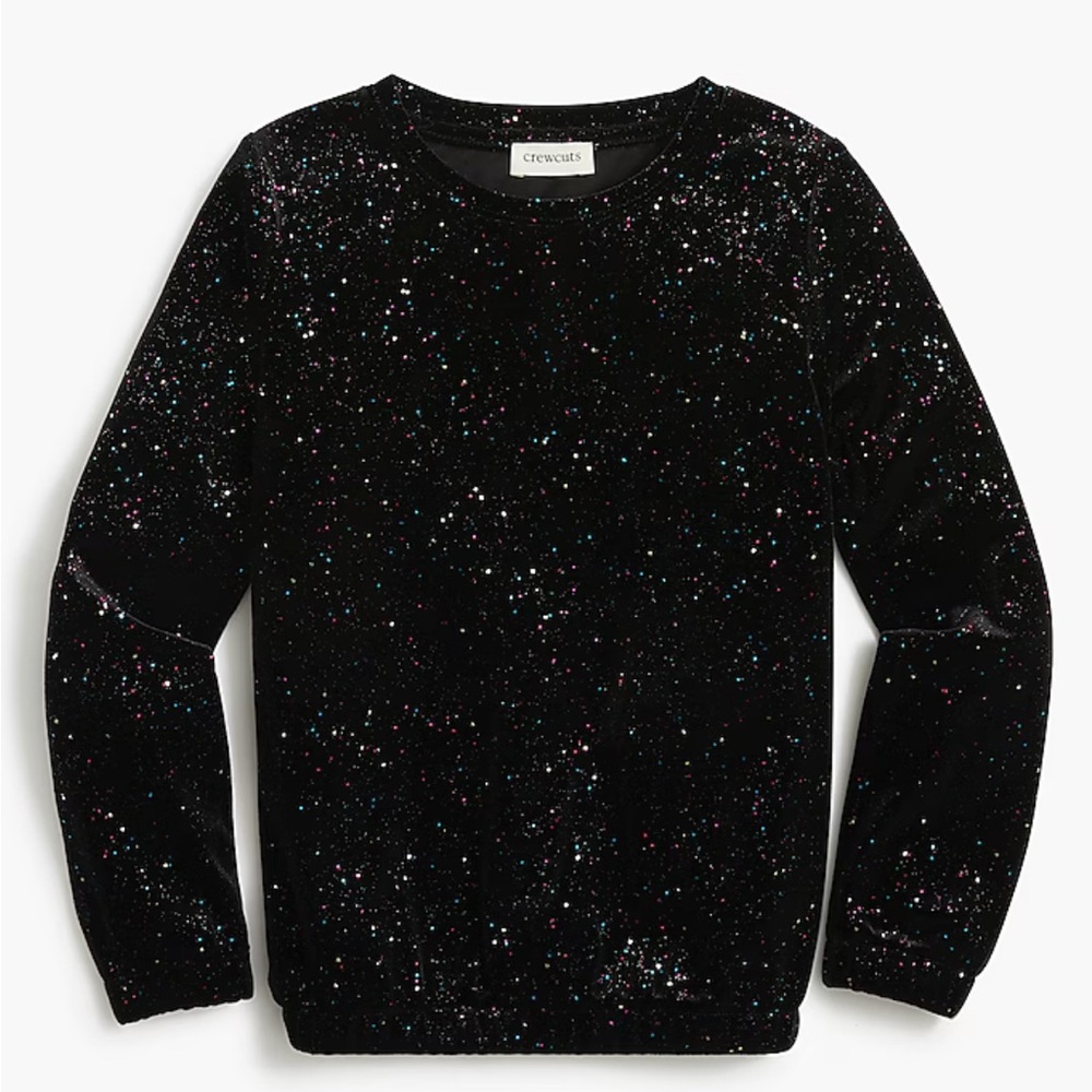 J.Crew Crewcuts Girls Velvet-Feel Sparkle Black Top size XL